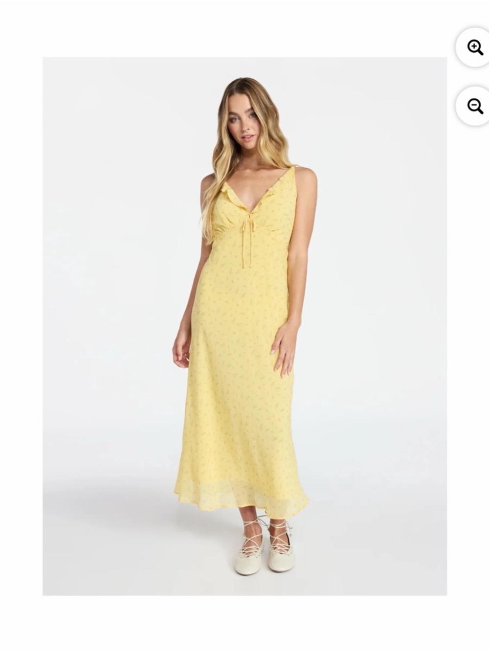 Yellow V-Neck Maxi Dress with Tie Detail